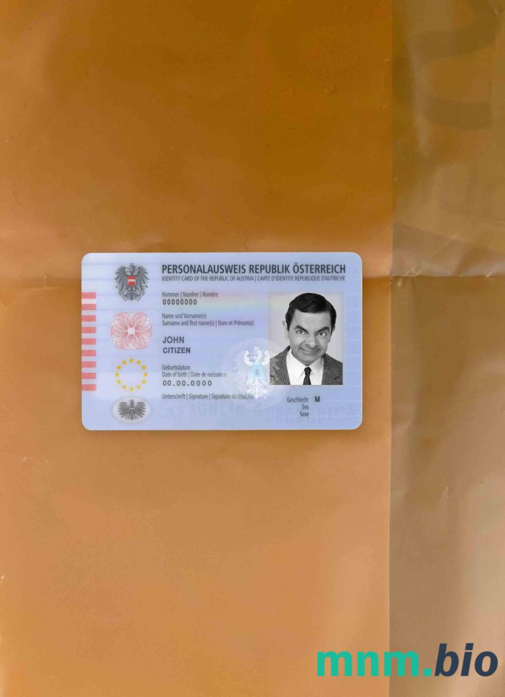 Austria ID fotowygląd skan i fotorealistyczny snapshot, 2 w 1